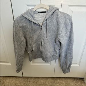 brandy grey cropped zip up